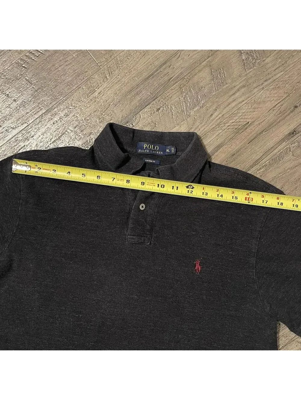 Polo Ralph Lauren Polo Shirt Gray Burgundy Pony 100% Cotton Heavyweight Mens XL